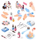 Manicure Isometric Icons Set