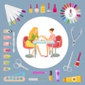 Manicure Manicurist and Tools Nails Set Vector