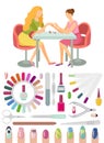 Manicure Manicurist and Tools Nails Set Vector