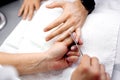 Manicure for men, treatment of hand nails Royalty Free Stock Photo