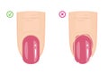 Manicure Mistakes. How to Remove Nail Polish from Around the Nails. Manicure Guide. Vector