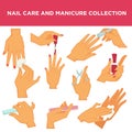 Manicure nail design or had care vector collection