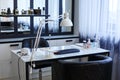 Manicure nail master office desktop. stylish workplace