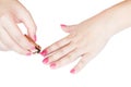 Manicure nail paint pink color Royalty Free Stock Photo