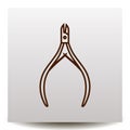 Manicure nipper line icon on a realistic paper background