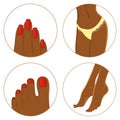 Manicure, pedicure and bodycare concept. Icon set