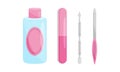 Manicure and Pedicure Tools with Nail File Vector Set
