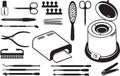 Manicure and pedicure tools vector silhouette