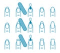 Manicure process vector icons set. Different nail styles