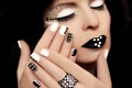 Manicure with rhinestones. Royalty Free Stock Photo