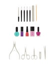 Manicure set, nail polish instruments Royalty Free Stock Photo