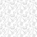 Seamless pattern with linear style manicure tools