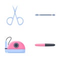 Manicure tool icons set cartoon vector. Manicure and chiropody tool Royalty Free Stock Photo