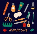 Manicure tools. Beauty salon service. Nail studio. File or scissors. Fingernails polish. Cosmetic varnish. Moisturizing Royalty Free Stock Photo