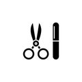 Manicure tools black icon concept. Manicure tools flat vector symbol, sign, illustration. Royalty Free Stock Photo