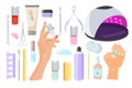 Manicure tools- home beauty salon. vector cartoon illustration Royalty Free Stock Photo