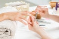 Manicure treatment at nail salon