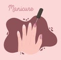 manicure, woman hand painting with nail polish color