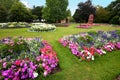 Manicured flower garden with colorful azaleas.