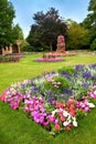 Manicured flower garden with colorful azaleas.