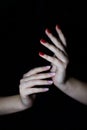 Manicured hands with nailpolish Royalty Free Stock Photo