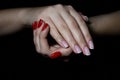 Manicured hands with nailpolish Royalty Free Stock Photo