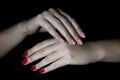 Manicured hands with nailpolish Royalty Free Stock Photo