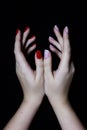 Manicured hands with nailpolish Royalty Free Stock Photo