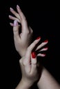 Manicured hands with nailpolish Royalty Free Stock Photo