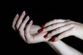 Manicured hands with nailpolish Royalty Free Stock Photo