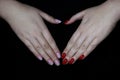 Manicured hands with nailpolish Royalty Free Stock Photo