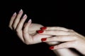 Manicured hands with nailpolish Royalty Free Stock Photo