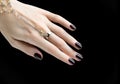 Manicured Nail with Black Matte Nail Polish. Manicure with Dark Royalty Free Stock Photo