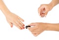 Manicurist applying nail polish Royalty Free Stock Photo