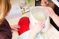 Manicurist Prepping Client Hands for Wax Treatment Royalty Free Stock Photo