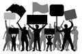 Manifestation, demonstration, protest, revolution, strike. A crowd of people with flags, banners. Royalty Free Stock Photo