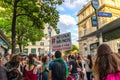 Manifestation in front of the French Senate in support of the vote in Argentina for free abortion