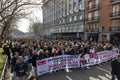 Manifestation. Health. Demonstration through the streets of the city of Madrid in favor of public health. Nurses. Doctors.