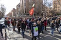 Manifestation. Health. Demonstration through the streets of the city of Madrid in favor of public health. Nurses. Doctors.