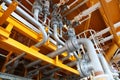 Manifold line of oil and gas production which controlled by program or technician petroleum. Royalty Free Stock Photo