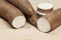 Manihot esculenta (Yuca  manioc  guacamota) Cassava raw tuber Royalty Free Stock Photo