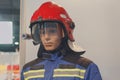 Maniken in the helmet and the form of a rescuer Royalty Free Stock Photo