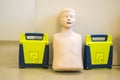 Manikin for demonstration of CPR Cardiopulmonary resuscitation for resurrected patients and Automated External Defibrillator Royalty Free Stock Photo