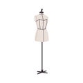 Manikin, dressmaking sewing dummy. Tailors dress form. Fabric mannequin on stand, base. Women figure manequin, torso