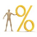 Manikin with giant percent sign Royalty Free Stock Photo