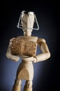 Manikin Mannequin Human Artist Drawing Model holding a wine cork Royalty Free Stock Photo