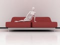 Manikin on red bed