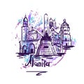 Manila abstract color drawing. Manila sketch vector illustration