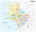 Manila administrative, political and road vector map, philippines