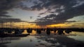 Manila Bay Sunset with boats Royalty Free Stock Photo